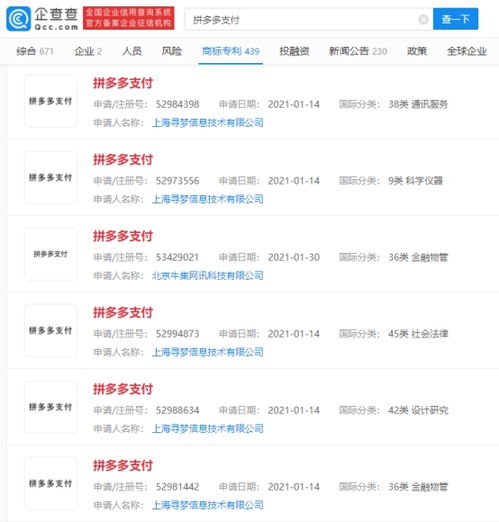 拼多多成功注冊拼多多支付商標，加碼金融科技與軟硬件布局